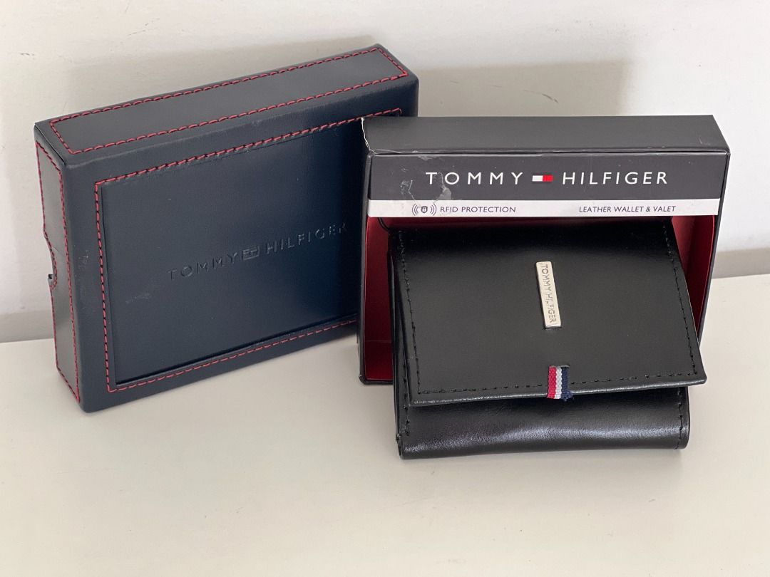 TOMMY HILFIGER RFID PROTECTION BLACK TRIFOLD LEATHER & VALET WALLET 48 SALE on Carousell