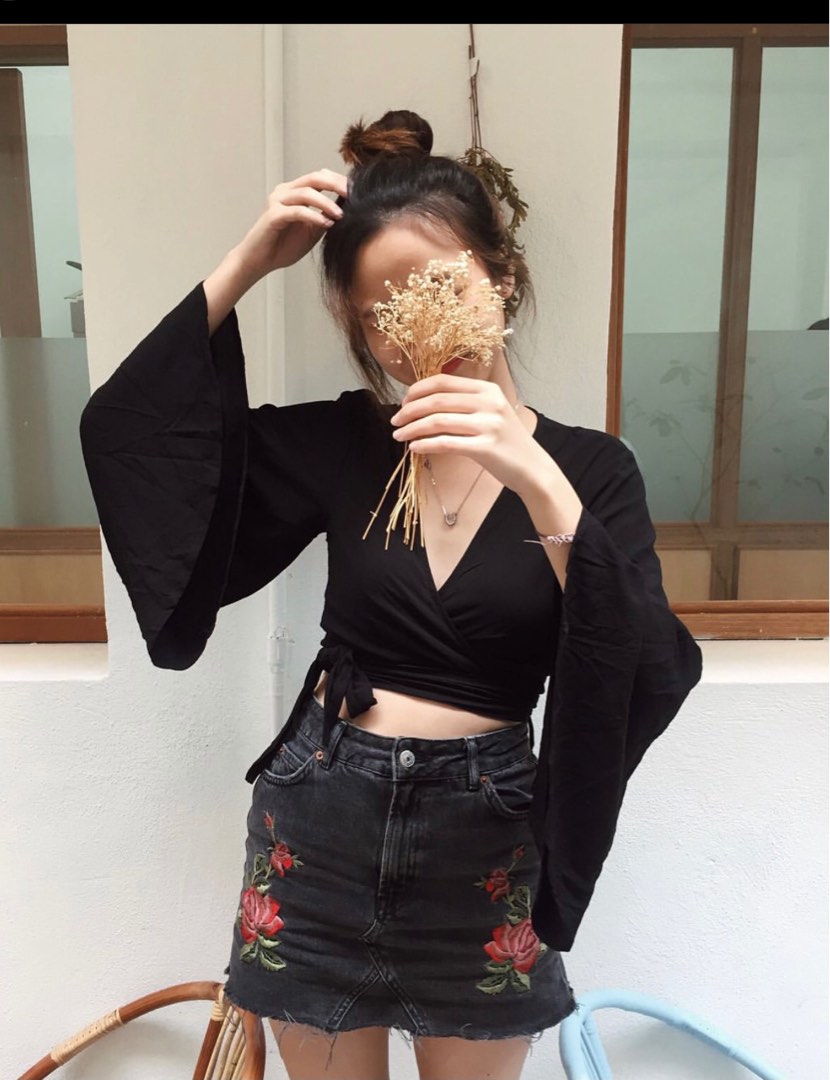 Embroidered skirt topshop top