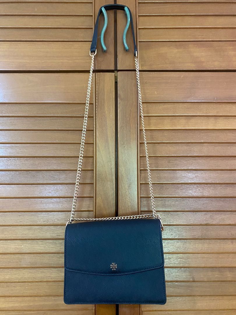 Tory Burch Robinson Convertible Shoulder Sling Bag BLACK Luxury