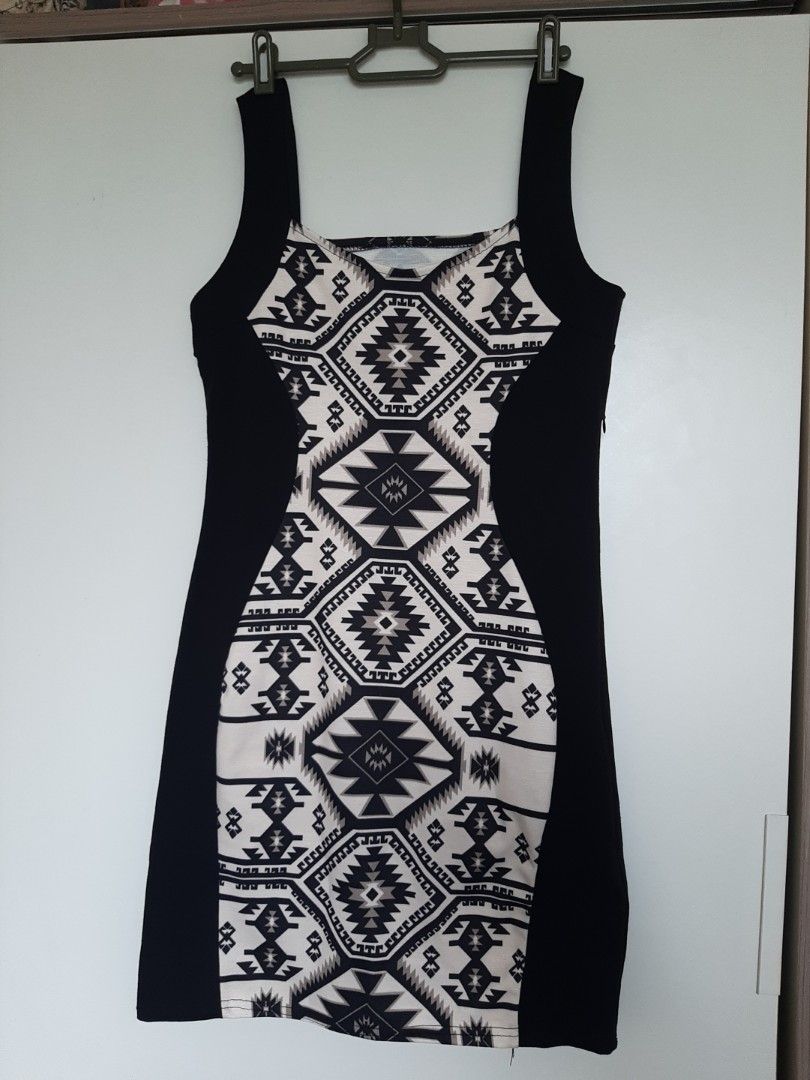 blue dress for baby girl R91-D2119 (Navy with white tribal), Ladies Aloha Dress 100% Rayon – Yuntech main image 0