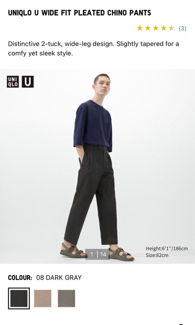 Wide Fit Pleated Chino Pants Uniqlo U