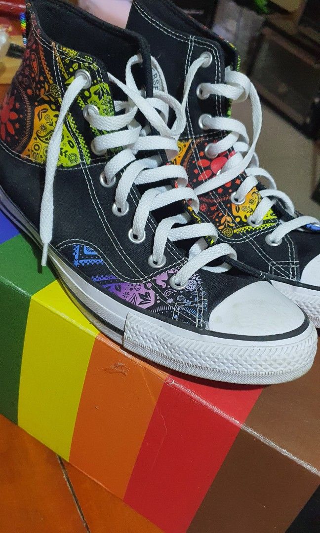 Unisex Chuck Taylor All Star Pride High Top Sneakers in Black Rainbow Paisley