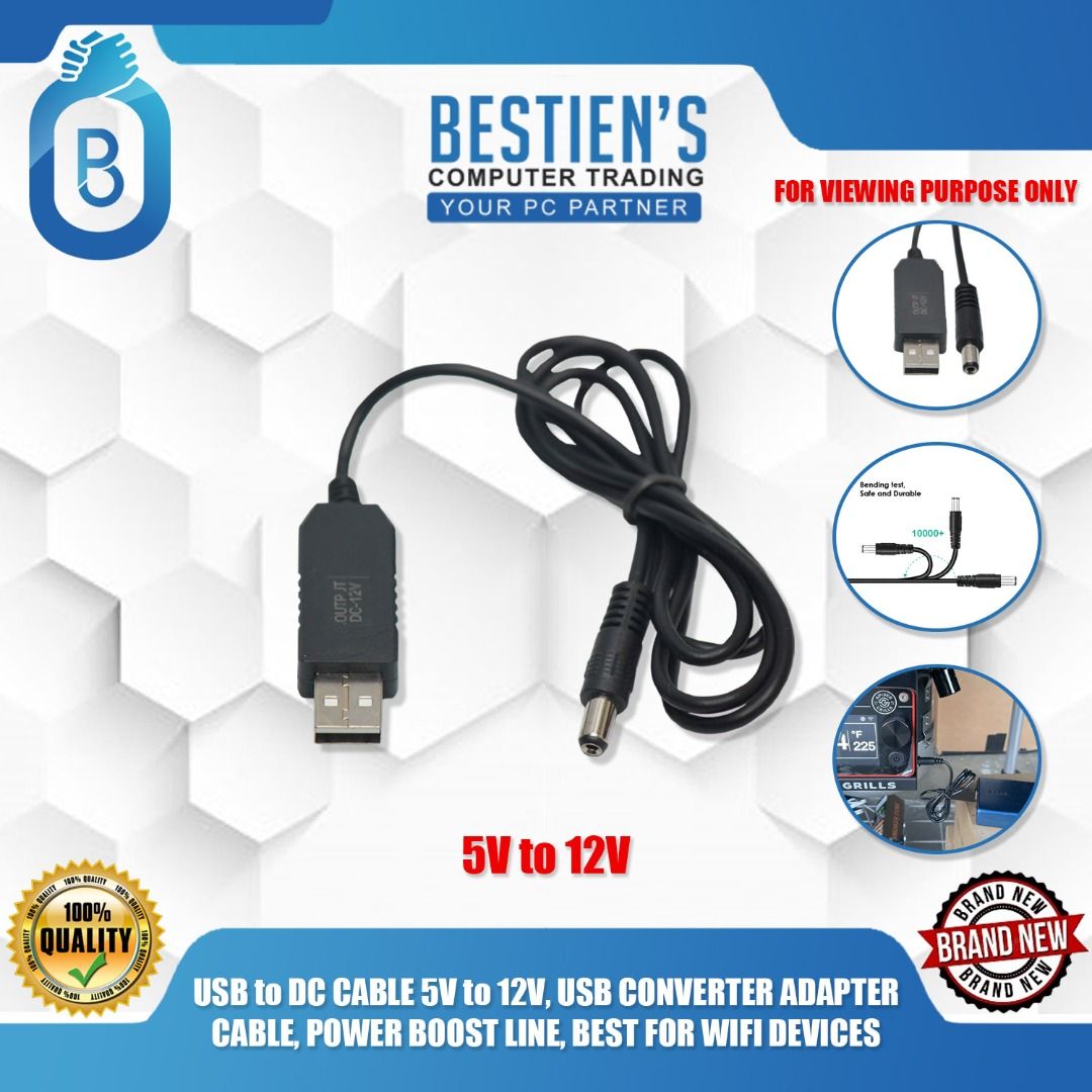USB to DC CABLE 5V to 12V, USB COINVERTER ADAPTER CABLE, POWER BOOST ...