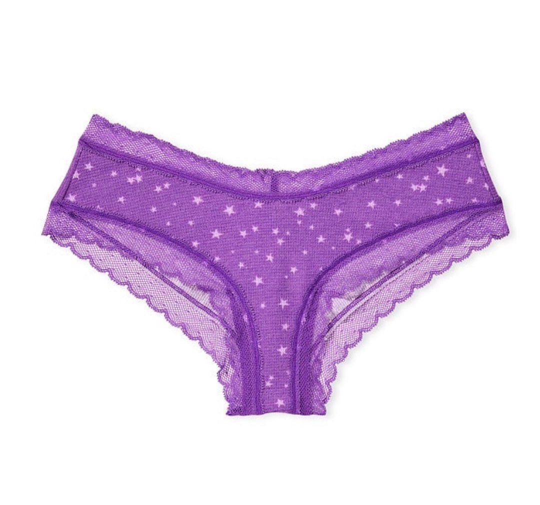 Victoria's Secret Purple Lace Waist Cotton Cheeky Panty, Women's