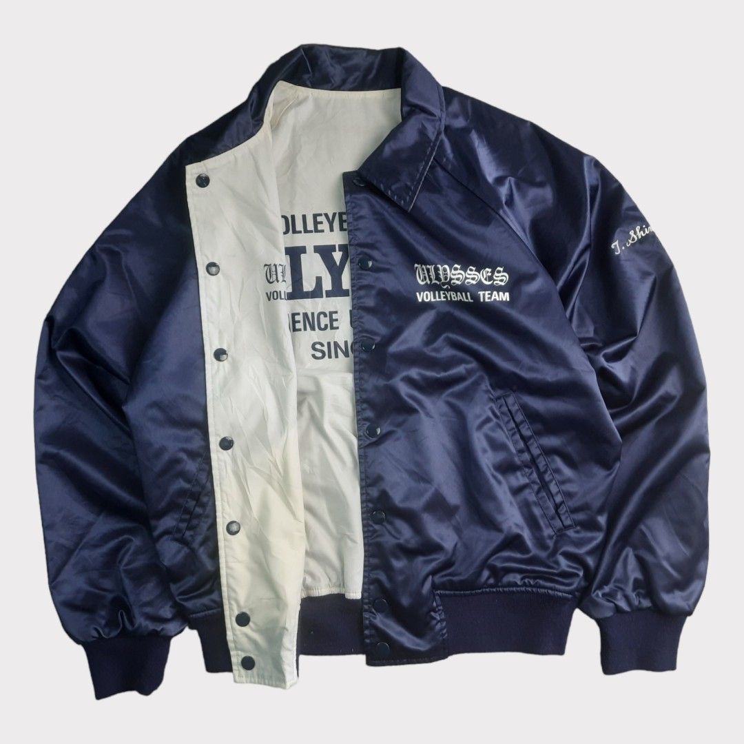 Vintage Ulysses Volleyball Team Japan Reversible Varsity Jacket by Village Stone, Fesyen Pria