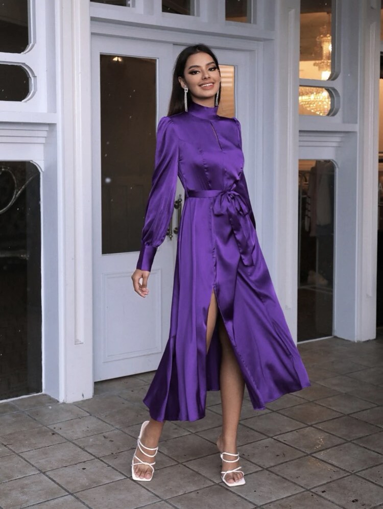 Violet cheap silk dress
