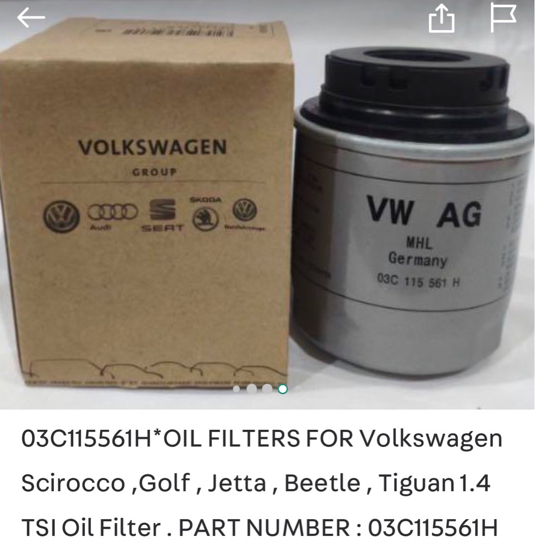 VW oil filter 2 nos, Car Accessories, Accessories on Carousell