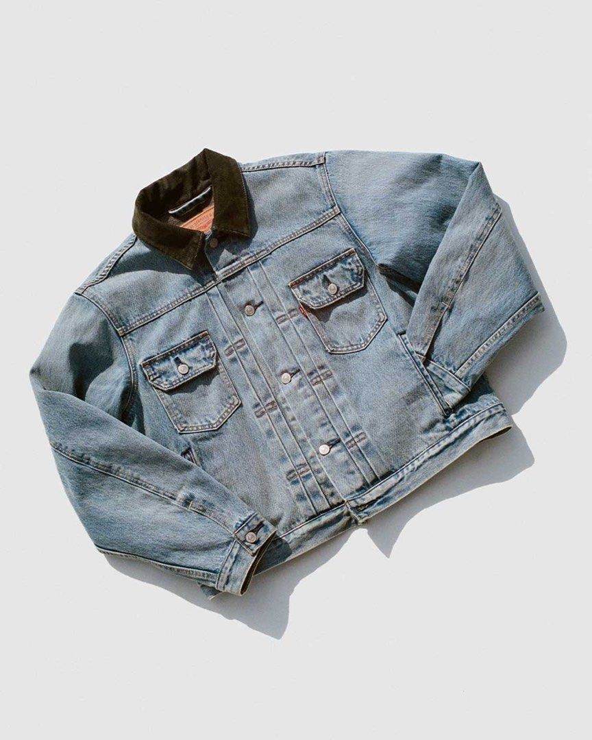 XS] Stussy levi's embossed trucker jacket, Men's Fashion, Coats