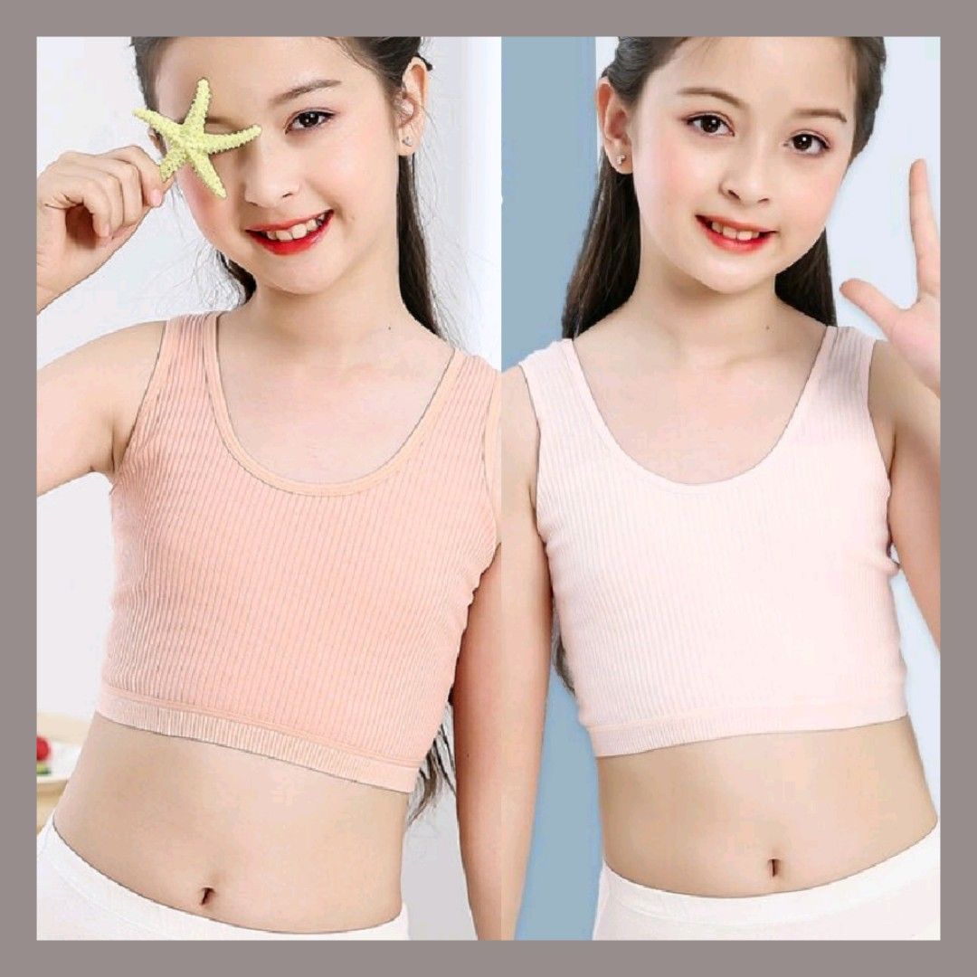 Fashion Camisole Kids Underwear Undershirt Teens Vest Girls Tank Top Training  Bra Teenage Sport Bra BLACK M 
