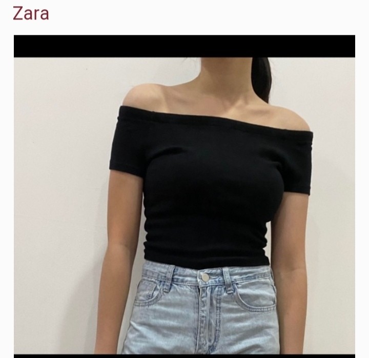 ZARA Black Off Shoulder Top, Women's Fashion, Tops, Blouses on Carousell