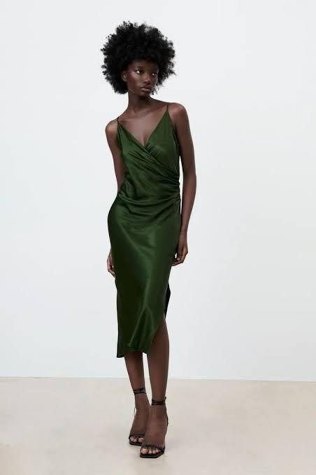 Green slip deals dress zara