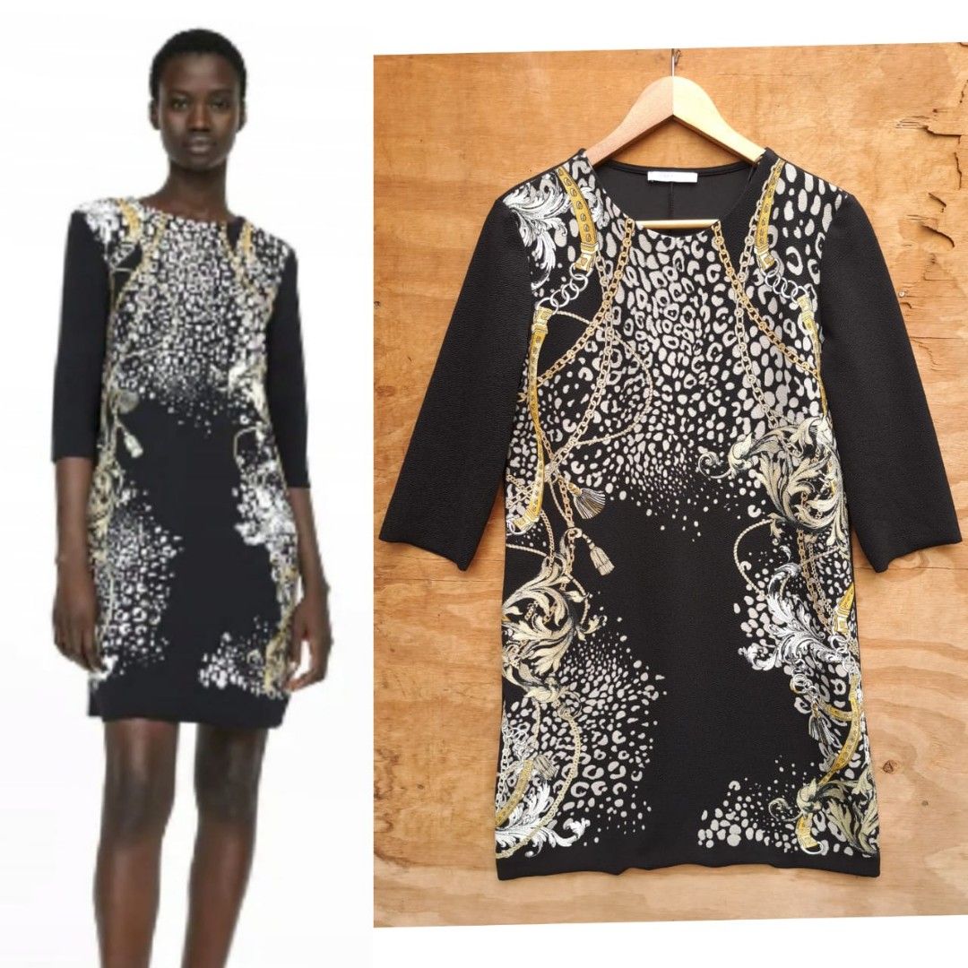 Zara black hot sale gold dress