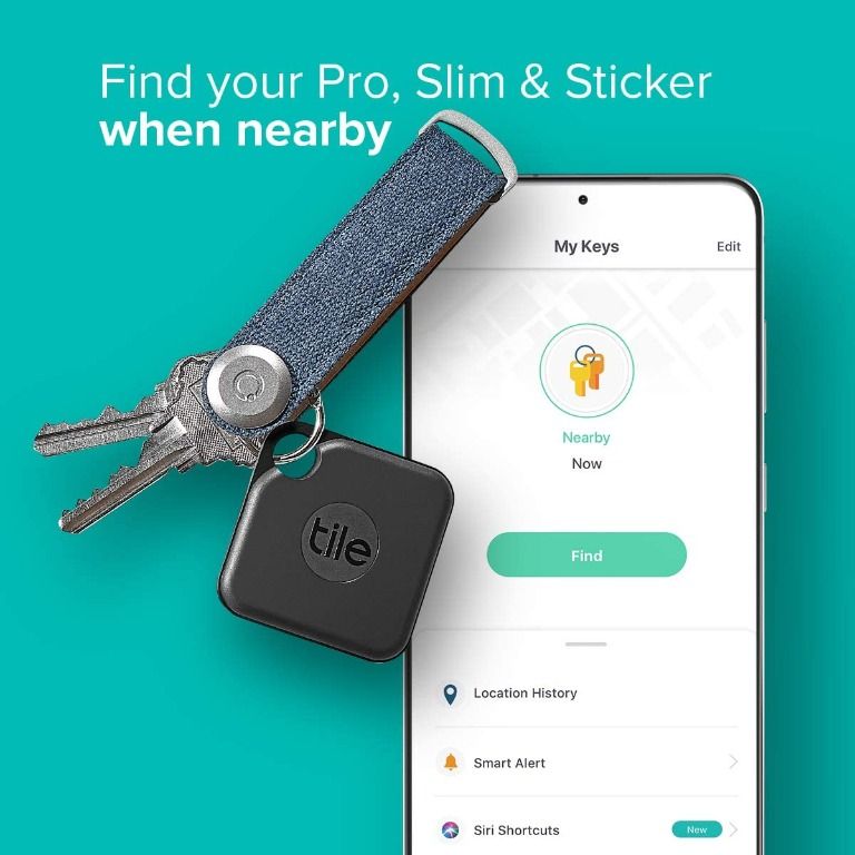 Tile Mate Essentials 4-Pack (2 Mate, 1 Slim, 1 Stickers)- Bluetooth Tracker  & Item Locators for Keys, Wallets, Remotes & More; Easily Find All Your