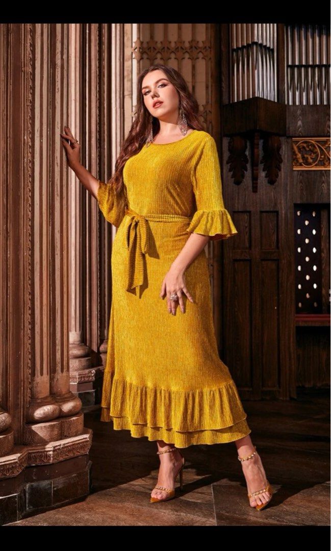 Gold maxi dress plus size hot sale