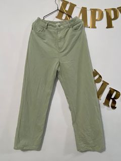日系淺綠色寬褲 直筒褲