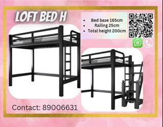 🍎 [SG STOCK] Loft Bed H Metal Black Thicken Encrypted Large Guardrail Adult Elevated Bed Iron Combination Staff Student Dormitory Apartment High and Low 🌷