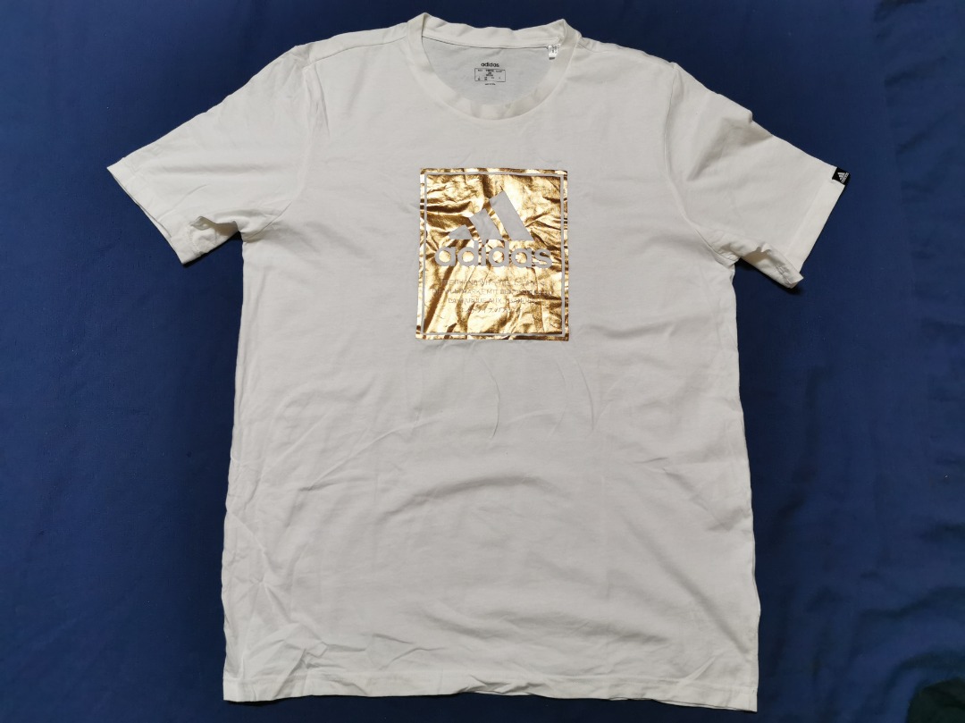 Gold and white adidas shirt sale