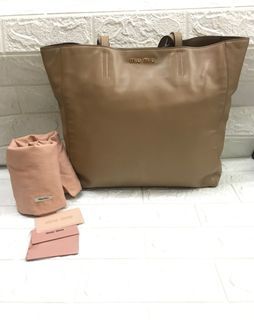Authentic Miu Miu sughero soft calf tote bag  VGC with db, card, bl  sz 31cm