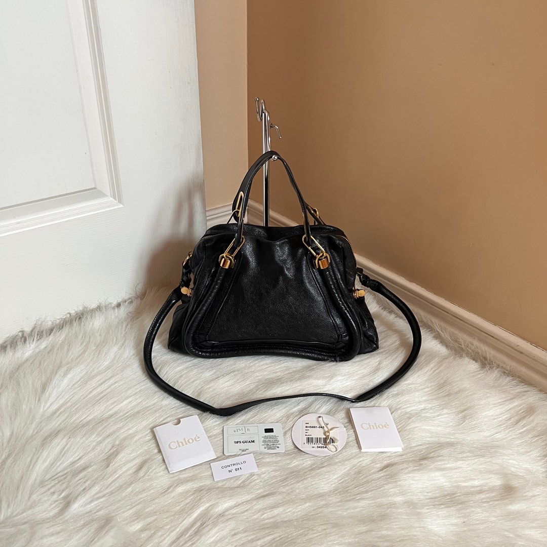 Authentic Preloved Chloe Medium Paraty Two-Way Bag Black in Gold ...