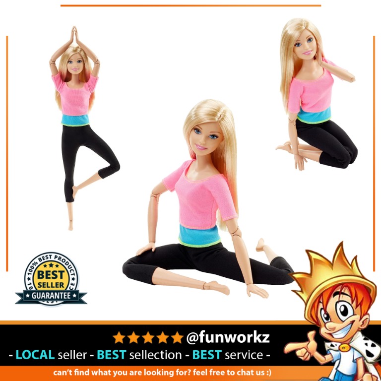 Barbie made to move doll pink top sale