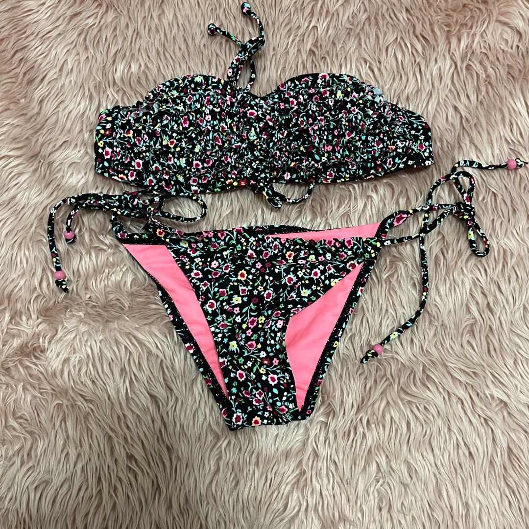 Pearl Floral Black Print Swimsuit Set main image 1