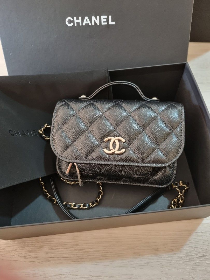 NWT 23A Chanel Classic O-Case Small Pouch Clutch Wallet Black Caviar with  Black,  in 2023