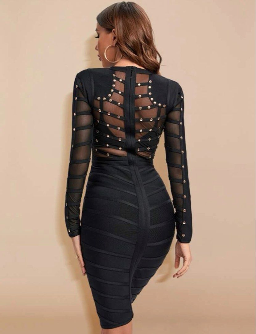 Bodycon Black Dress (studded) (Category: Dresses) located in Quezon City. Submitted by gvice (Listing ID 1217188511, Image 2). Description: Bought at shein (for 3,373) Used once! Medium size (pls refer to size chart).