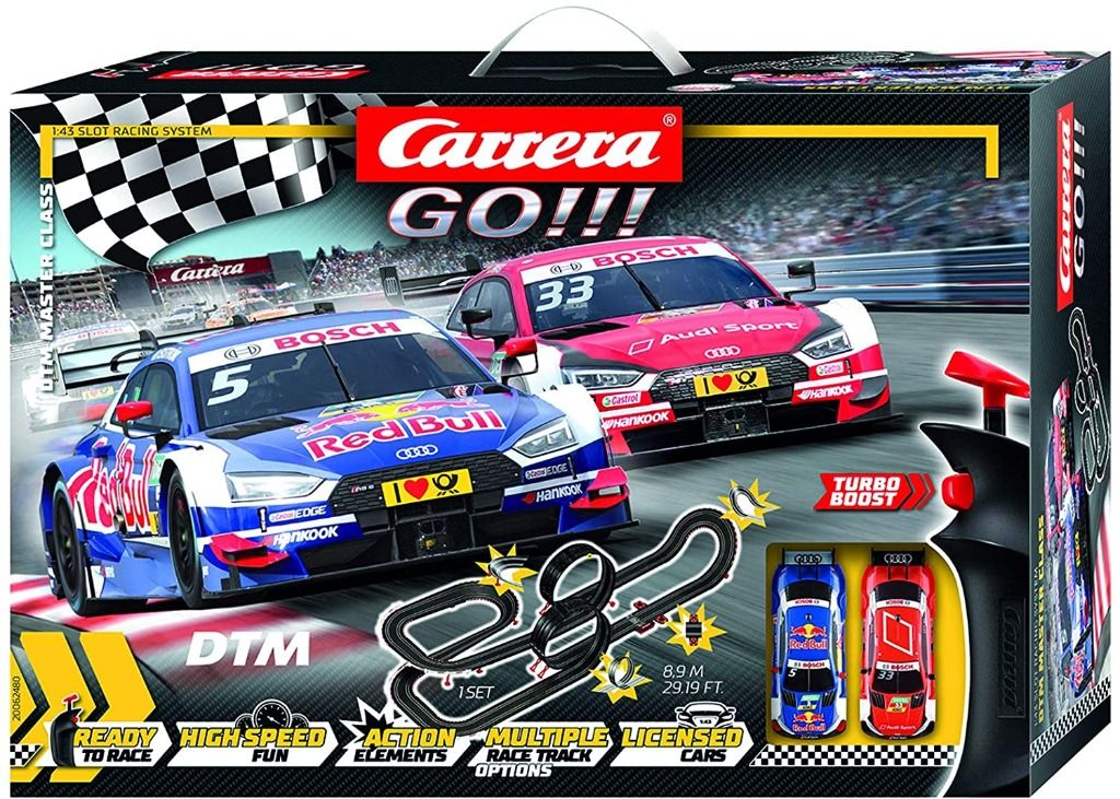Carrera GO!!! Build 'N Race 62529 Racing Set 3.6 Electric Powered Slot Car  Racing Kids Toy Blocks Race Track Set Includes 2 Hand Controllers and 2