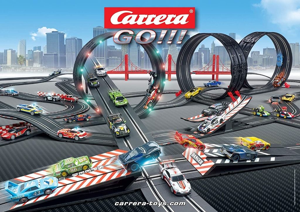 Carrera GO!!! Build 'N Race 62529 Racing Set 3.6 Electric Powered Slot Car  Racing Kids Toy Blocks Race Track Set Includes 2 Hand Controllers and 2