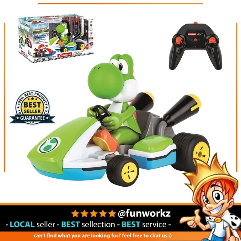 Carrera RC Official Licensed Mario Kart Yoshi Race Kart 1:16 Scale  GHz  Splash Proof Remote Control Car Vehicle with Sound and Body Tilting Action  - Rechargeable Battery - Kid Toys, Hobbies