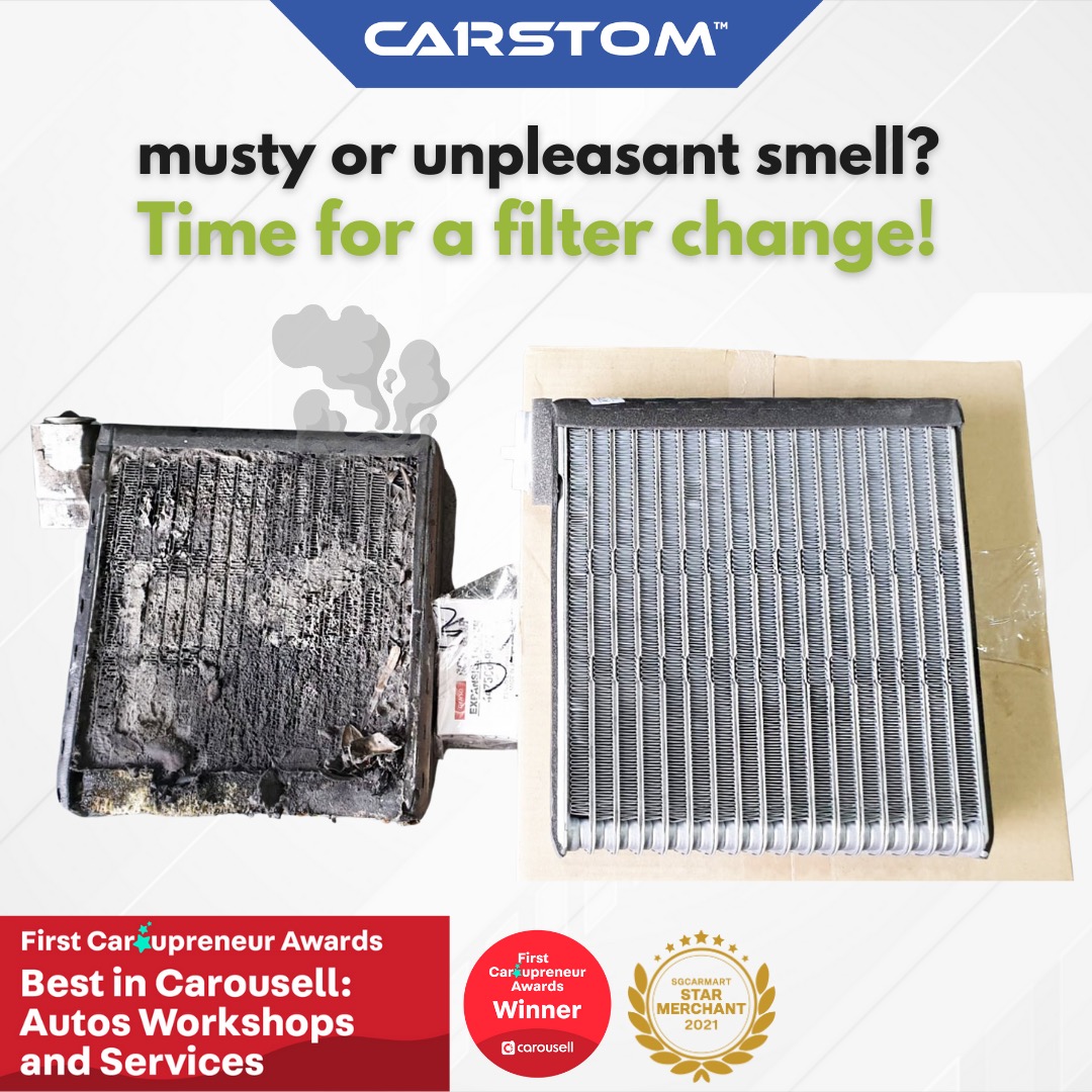 CARSTOM Aircon Filter & Air Filter Replacement service musty aircon