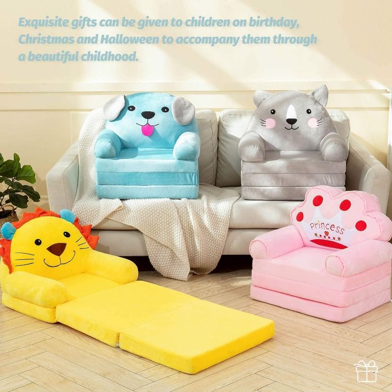 Cartoon Foldable Kids Sofa Plush Dog