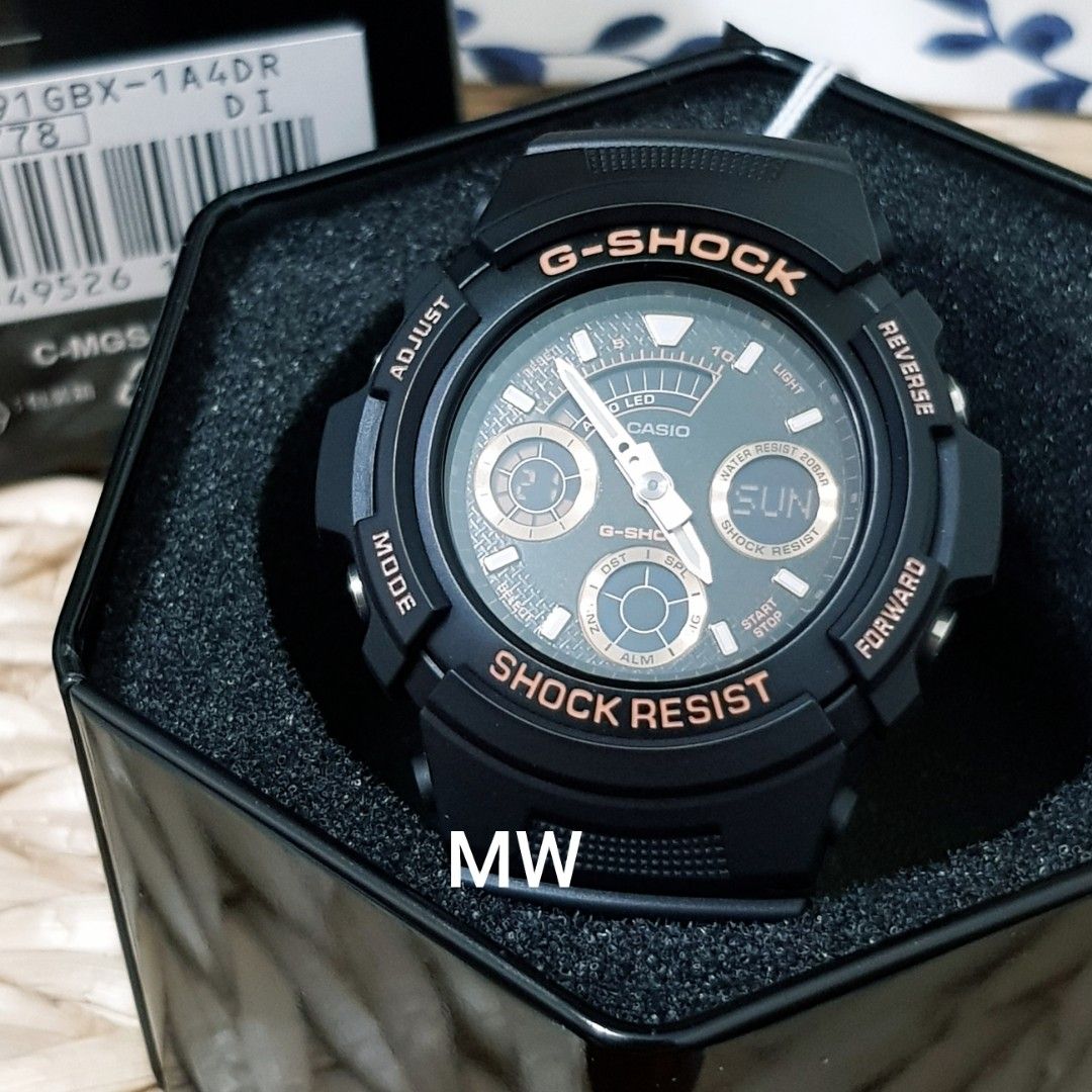 Casio Men s g shock 5 alarms World Time analog digital watch aw591