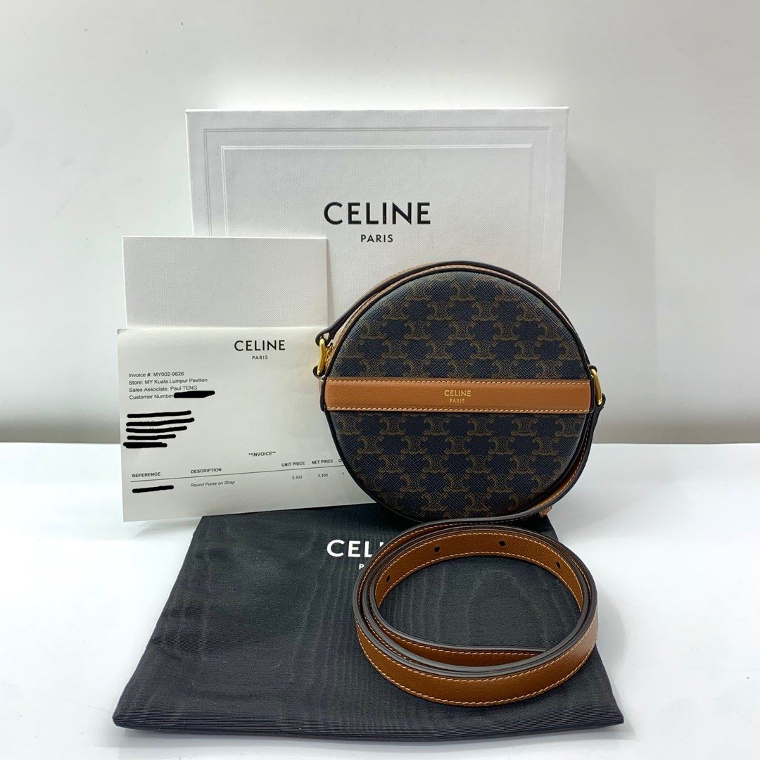 CELINE ROUND PURSE TRIOMPHE SHOULDER BAG 237006270 ;, Luxury, Bags & Wallets on Carousell