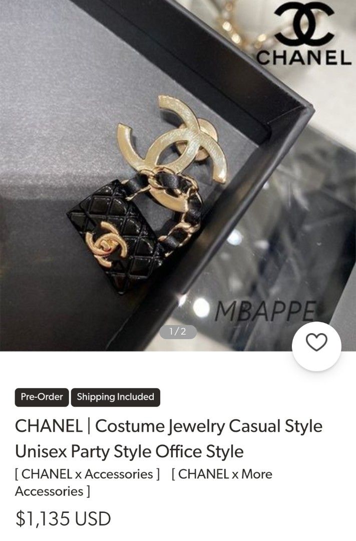 Brooch  Metal  strass gold  crystal  Fashion  CHANEL