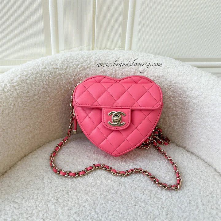 Chanel Heart Bag 22S Coral Pink Lambskin in Lambskin Leather with