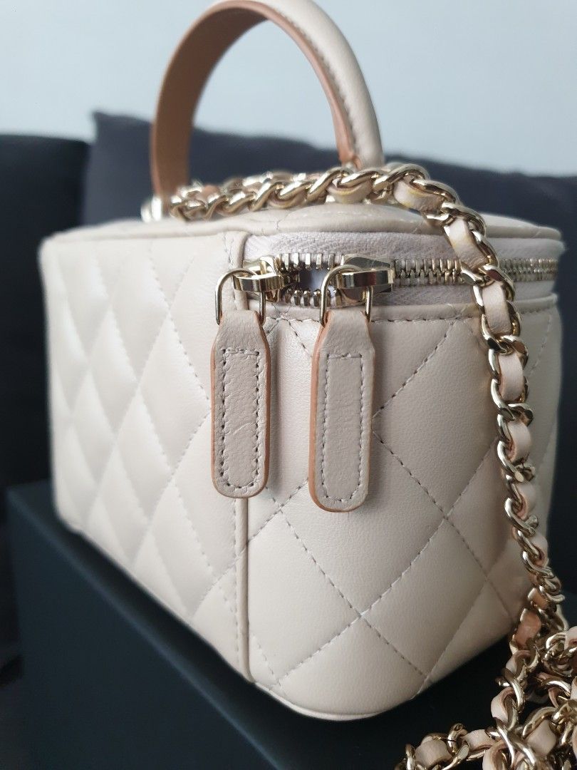 Chanel Classic Quilted Mini Rectangular Vanity Bag 23P Duo Colour With Top  Handle Light Beige and Brown, Luxury, Bags & Wallets on Carousell