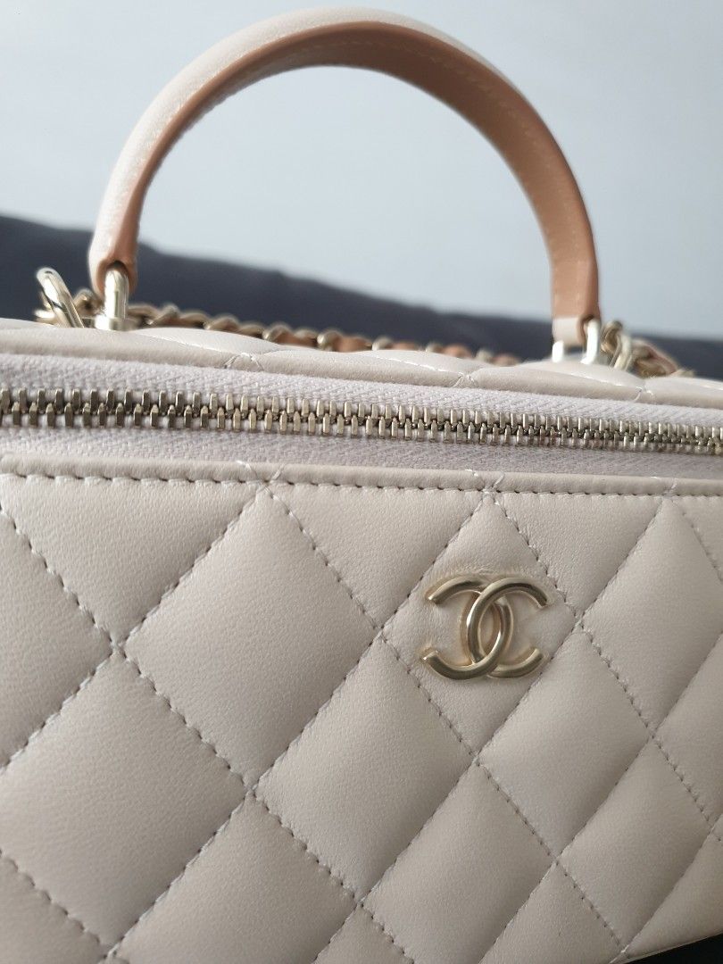 Chanel Classic Quilted Mini Rectangular Vanity Bag 23P Duo Colour With Top  Handle Light Beige and Brown, Luxury, Bags & Wallets on Carousell