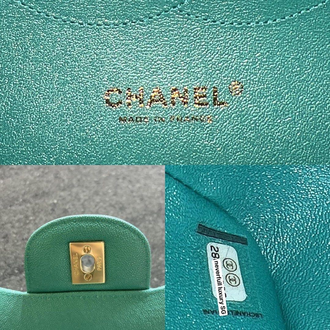 Chanel Classic Jumbo Double Flap 19S Tiffany Green Iridescent Caviar Ghw Bag,  Luxury, Bags & Wallets on Carousell
