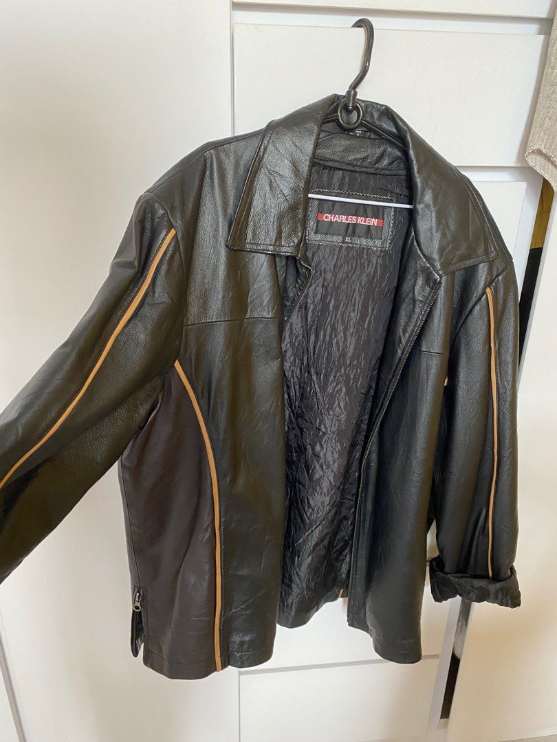 Charles klein store black leather jacket