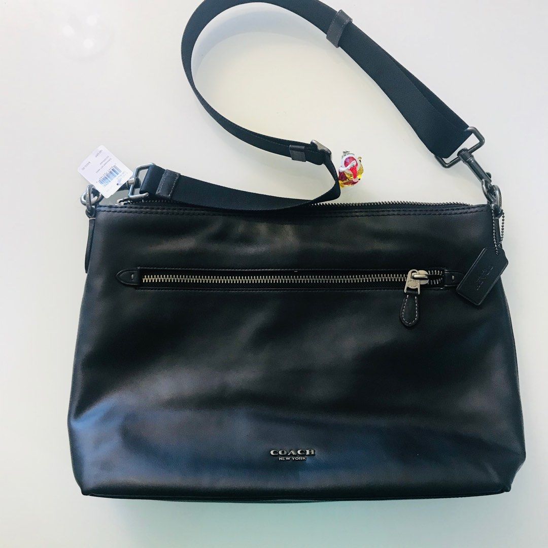 Coach Graham Soft Messenger Black Leather Men s Fashion Bags