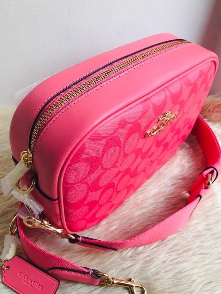 Coach pink camera on sale bag