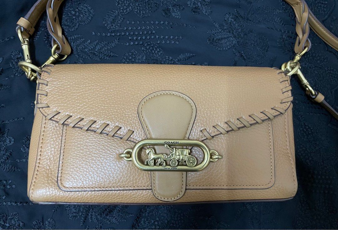 Coach Small Jade Shoulder Bag with Whipstitch in Light Saddle
