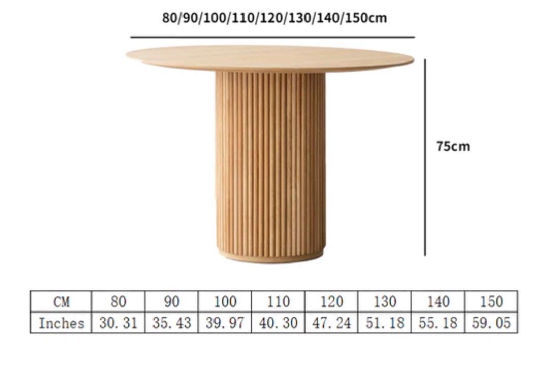 DANIA Solid Wood Round Dining Table, Furniture & Home Living, Furniture