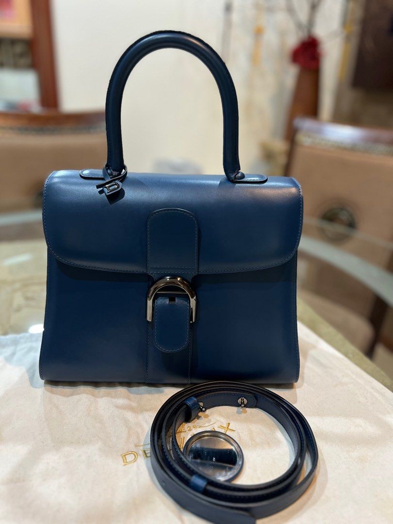 100% authentic Delvaux Brillant classic box calf black bag MM with