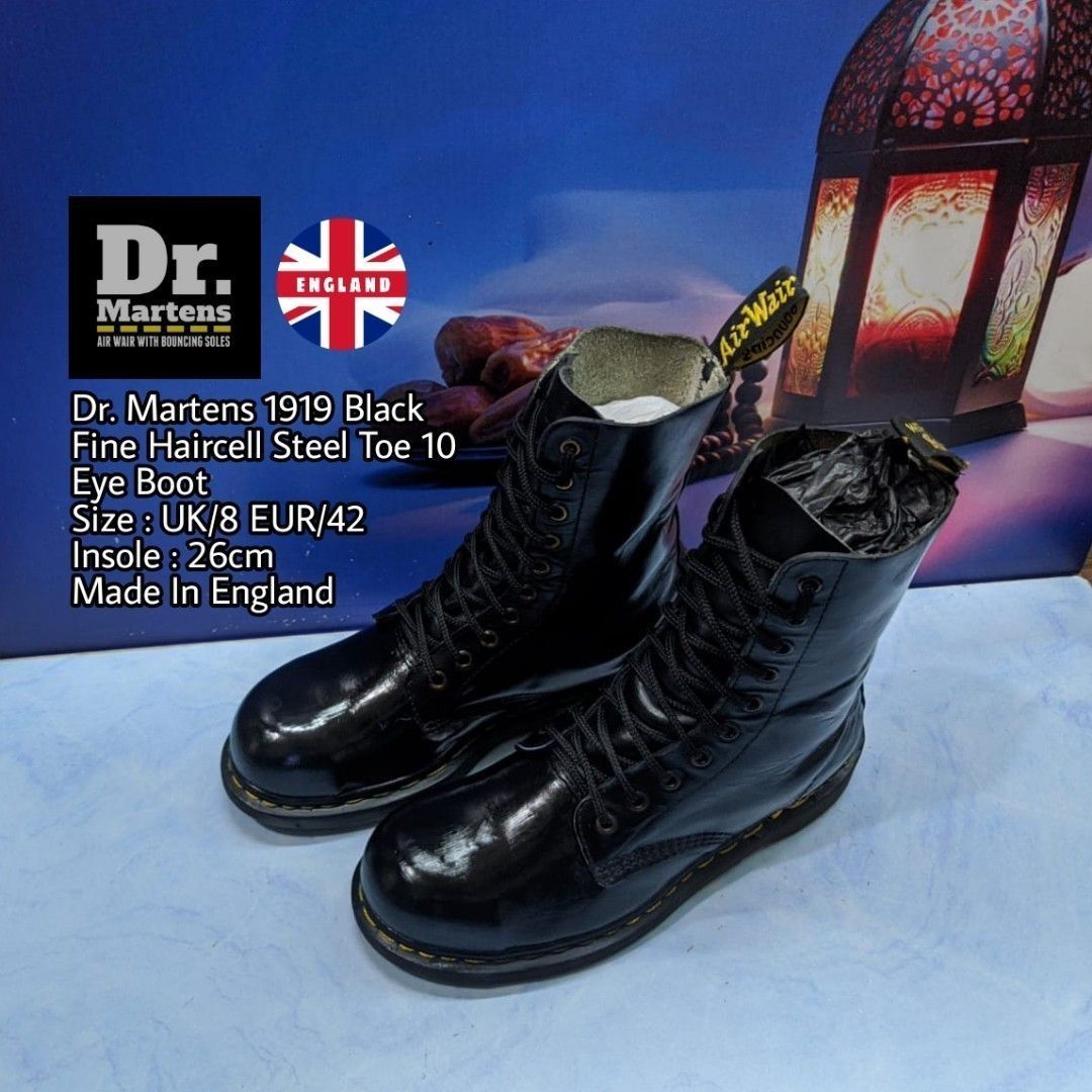 Docmart 1919 Black Fine Haircell Steel Toe 10-Eye Boot England