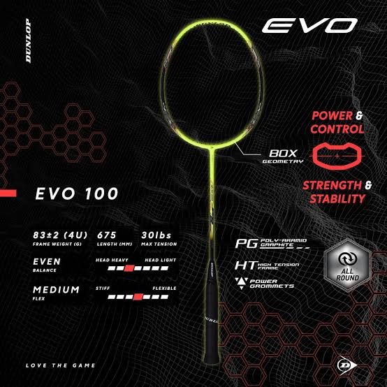 maximaal item Triatleet Dunlop Evo 100 Badminton Racket, Sports Equipment, Sports & Games, Racket  and Ball Sports on Carousell