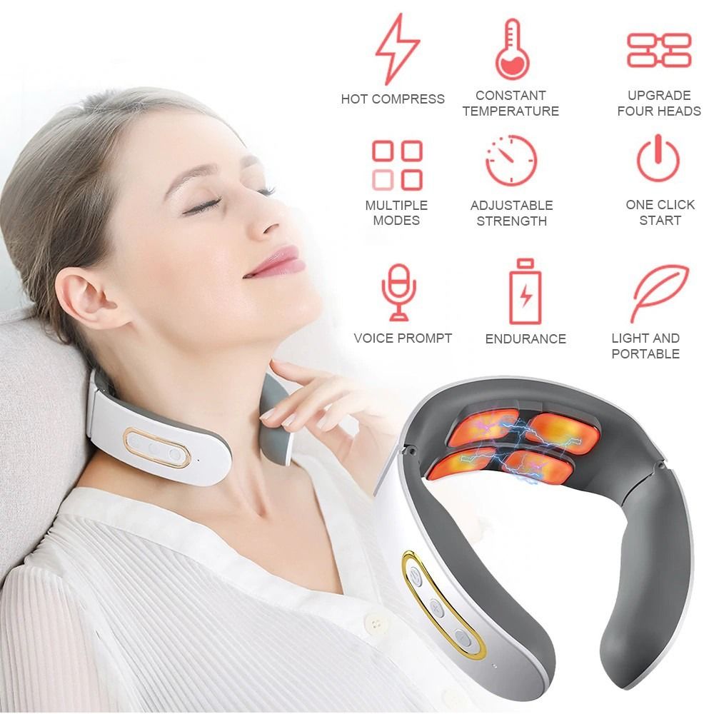 Neck Massager with Heat Micro Electric Massager for Neck Shoulder Pain  Relief USB Neck Massager Relax Muscles Floating 4 Heads Vibrator Heating  Massager for Women & Men Heated Intelligent Neck Massager Cordless