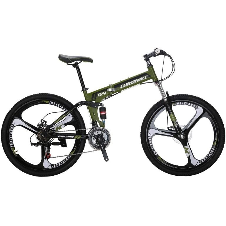 EUROBIKE Mountain Bike 26 Inches 3 Spoke Wheels Dual Suspension