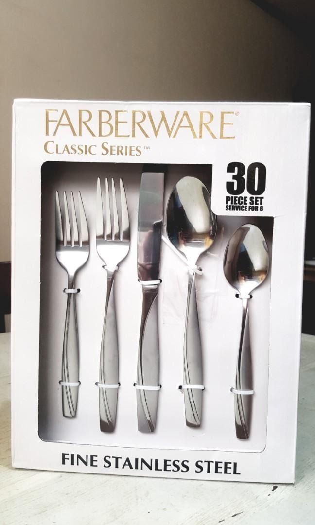 Farberware Oceana Stainless Steel Flatware 30 pc set (Category: Dinnerware & Cutlery) located in Caloocan City. Submitted by pinky55astrazeneca-13413 (Listing ID 1217152002, Image 1). Description: Farberware Oceana Stainless Steel Flatware 30pc servicefor 6 Includes 6 pc salad forks 6 pc dinner forks 6 pc dinner knives 6pc dinner spoons 6 pc teaspoons bought from USA.